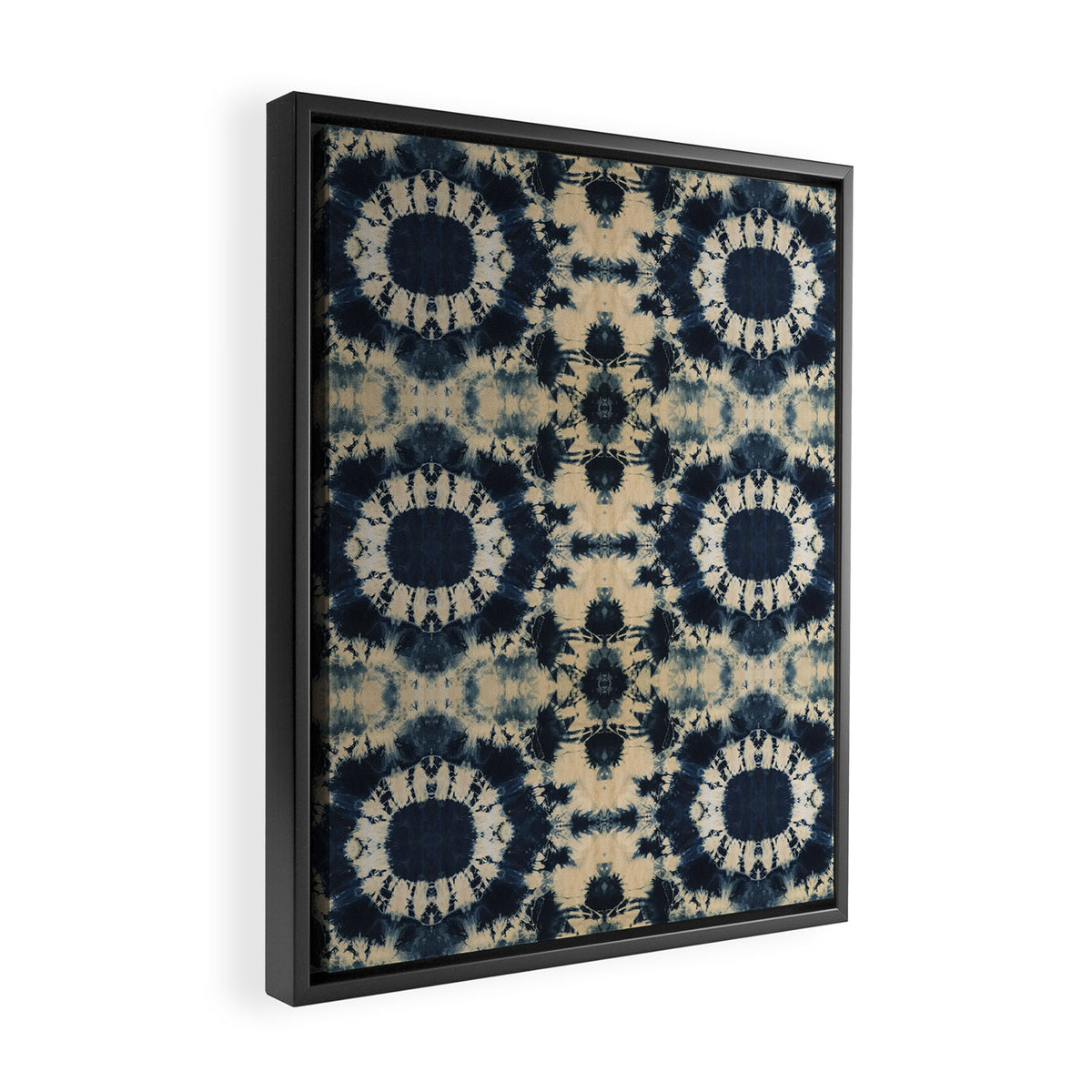 Deep Indigo Circle Shibori Framed Canvas Print Gallery Image 2