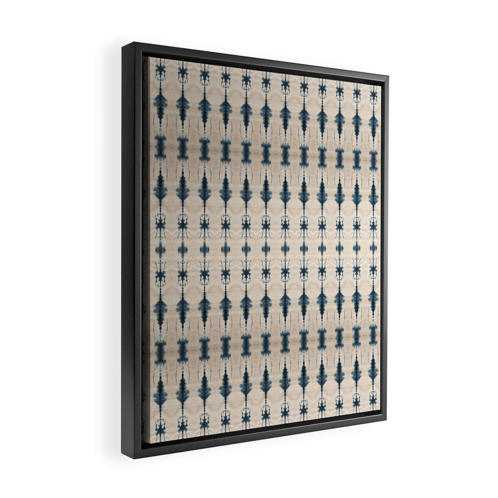 Indigo and Cream Shibori Framed Canvas Print Gallery Image 2
