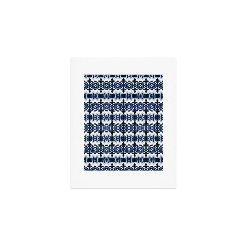 Ornate Blue and White Shibori Art Print Gallery Image 1