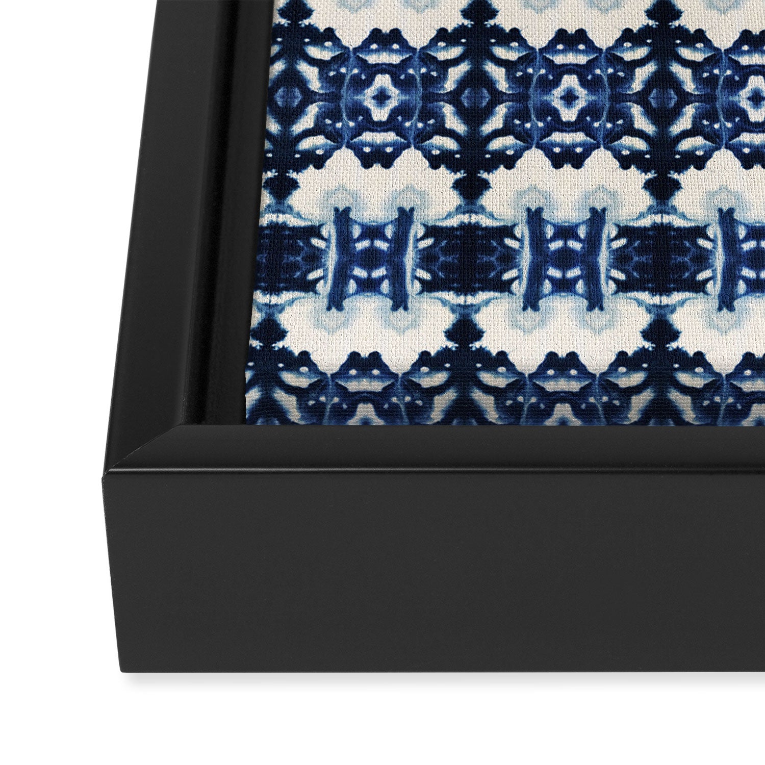 Ornate Blue and White Shibori Framed Canvas Print Gallery Image 3