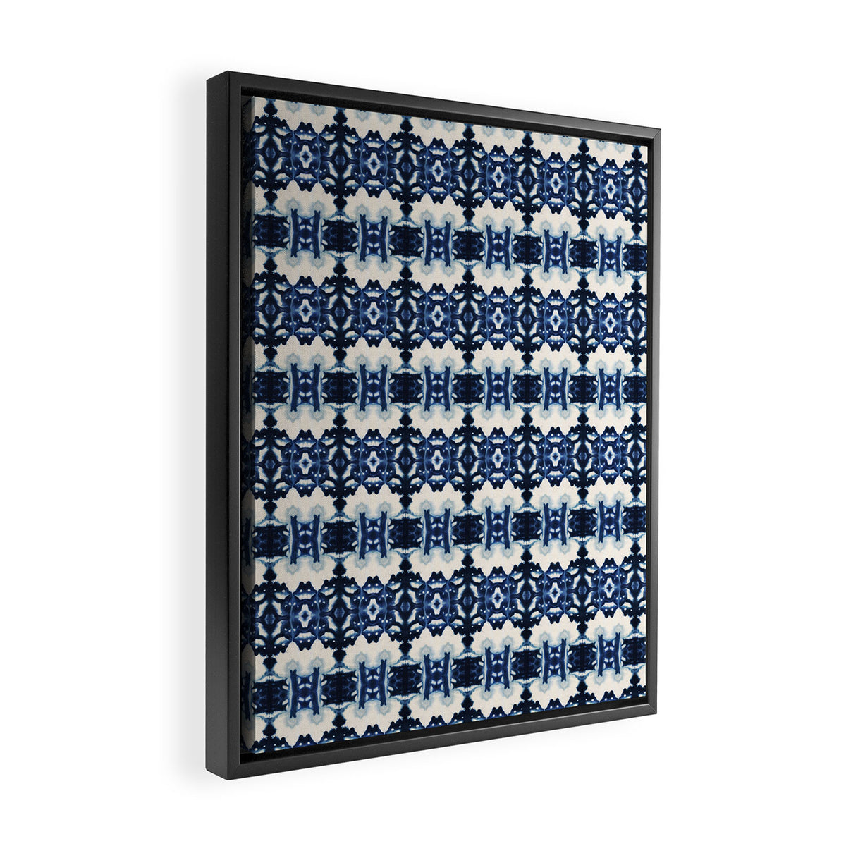 Ornate Blue and White Shibori Framed Canvas Print Gallery Image 2