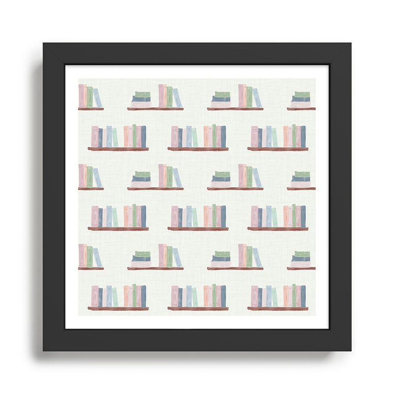 Pastel Bookshelf Reading Nook Bookish Cottagecore Library Framed Art Print Gallery Image 1