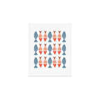 Silver Blue Orange Red Nautical Watercolor Fish Coastal Mediterranean Beach House Art Print Gallery Image 1