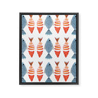 Silver Blue Orange Red Nautical Watercolor Fish Coastal Mediterranean Beach House Framed Canvas Print Gallery Image 8