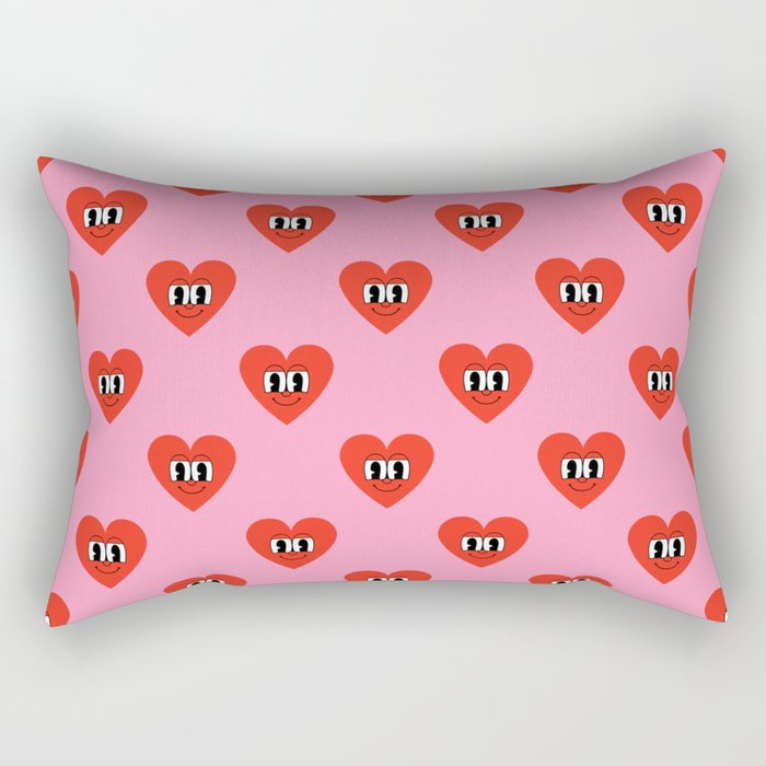 Funny retro love heart cartoon pattern Rectangular Pillow Gallery Image 2