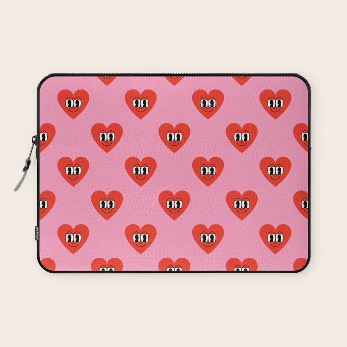 Funny retro love heart cartoon pattern Laptop Sleeve Gallery Image 1