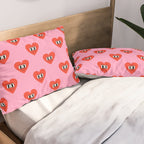 Funny retro love heart cartoon pattern Pillow Sham Gallery Image 2