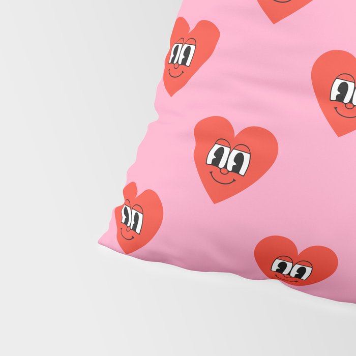 Funny retro love heart cartoon pattern Pillow Sham Gallery Image 4