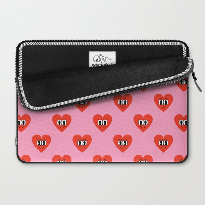 Funny retro love heart cartoon pattern Laptop Sleeve Gallery Image 2