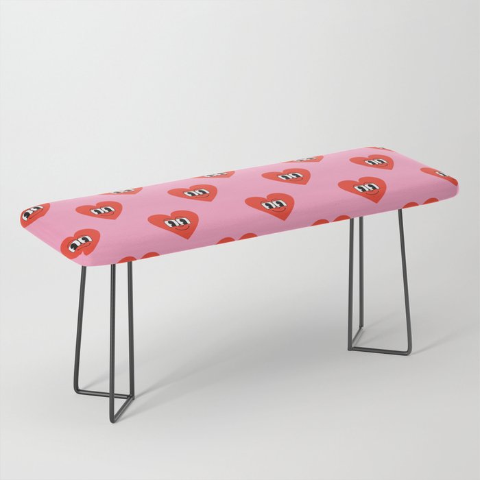 Funny retro love heart cartoon pattern Bench Gallery Image 1