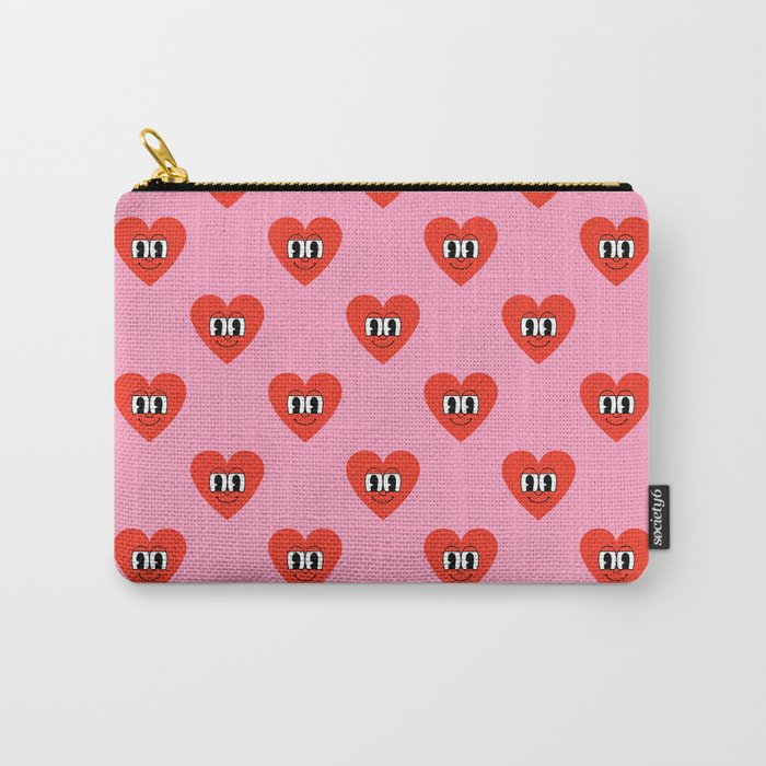 Funny retro love heart cartoon pattern Carry All Pouch Gallery Image 1