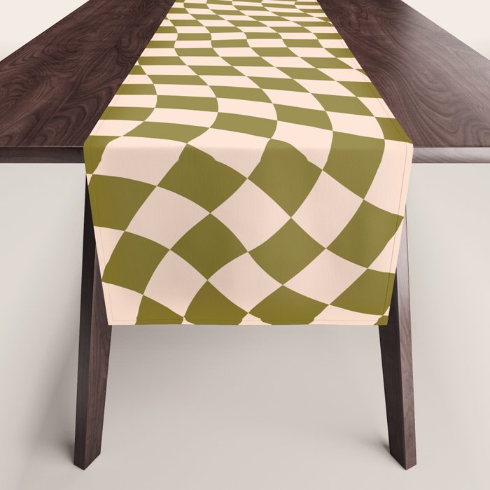 Check VI - Green Twist â Checkerboard Print Table Runner Gallery Image 1