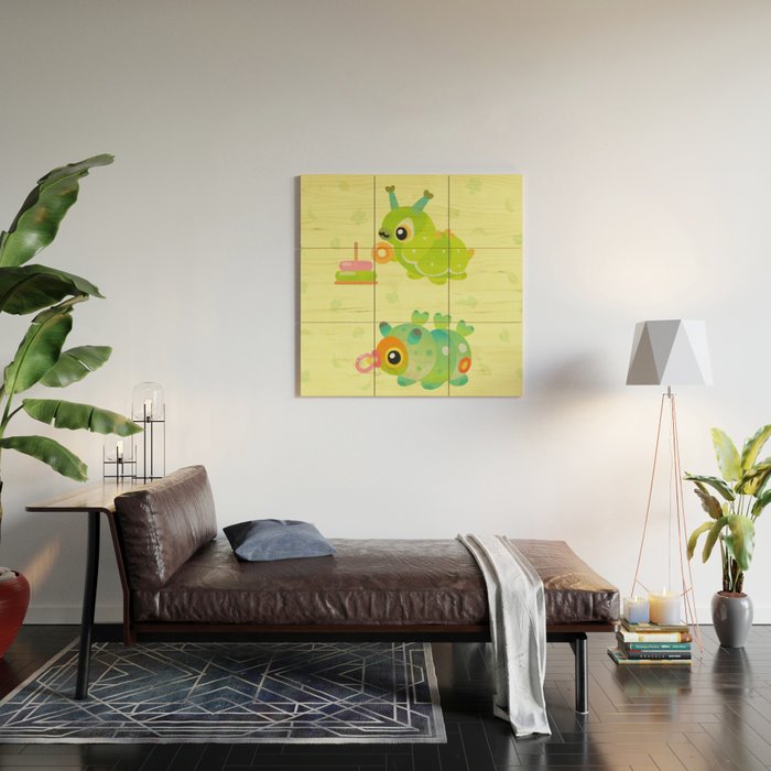 Baby Caterpillar Wood Wall Art Gallery Image 2