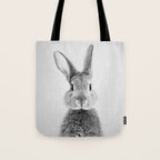 Rabbit - Black & White Tote Bag Gallery Image 1