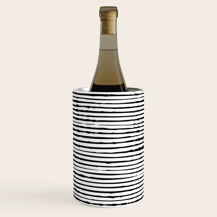 Rustic, Abstract Stripes Pattern, Black and White Wine Chiller Gallery Image 1
