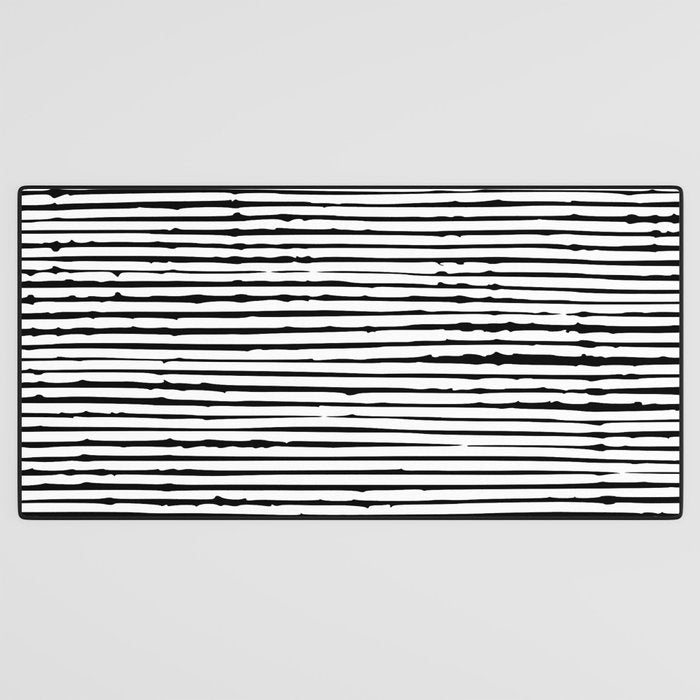 Rustic, Abstract Stripes Pattern, Black and White Desk Mat Gallery Image 3