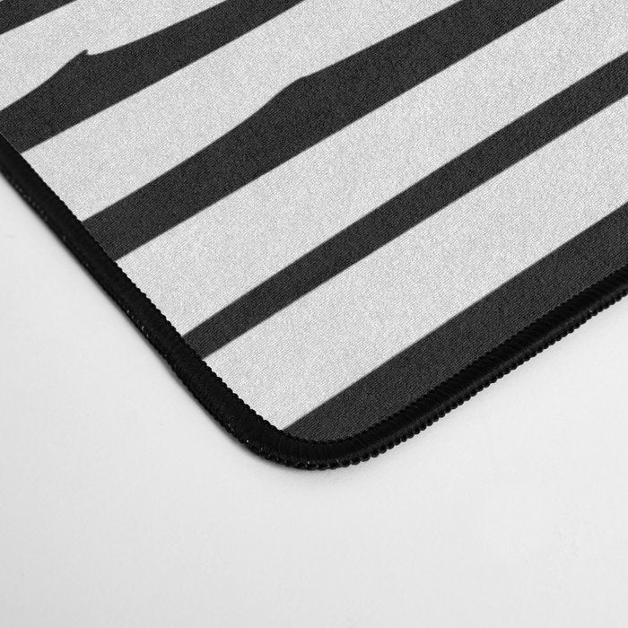 Rustic, Abstract Stripes Pattern, Black and White Desk Mat Gallery Image 4