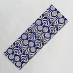 Art Deco Florals On Dark Blue Yoga Mat Gallery Image 1