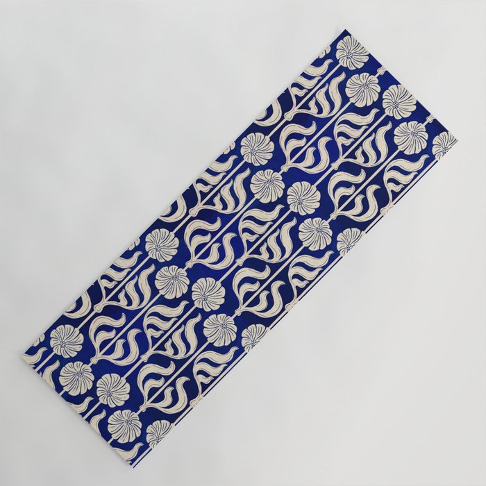 Art Deco Florals On Dark Blue Yoga Mat Gallery Image 1