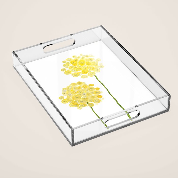 two abstract dandelions watercolor Acrylic Tray Gallery Image 1