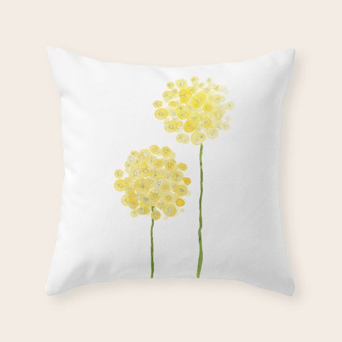 two abstract dandelions watercolor Throw Pillow Gallery Image 6