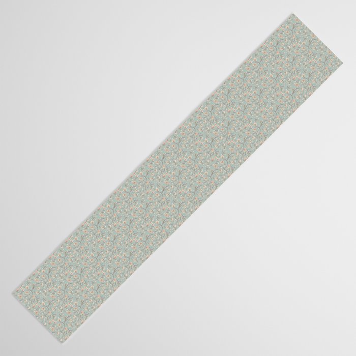 Ditsy Trailing Block Print Floral - Light Sage Green Table Runner Gallery Image 3