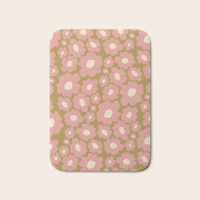 70âs Retro Floral  Bath Mat Gallery Image 1