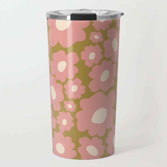 70âs Retro Floral  Travel Mug Gallery Image 1