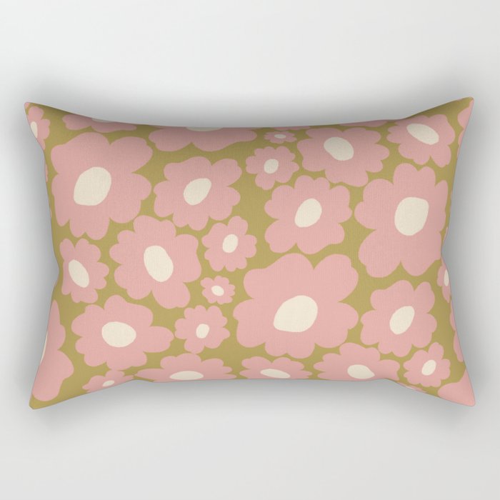 70âs Retro Floral  Rectangular Pillow Gallery Image 1