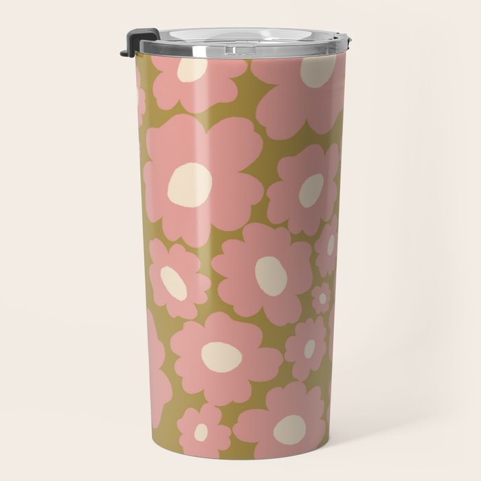 70âs Retro Floral  Travel Mug Gallery Image 3