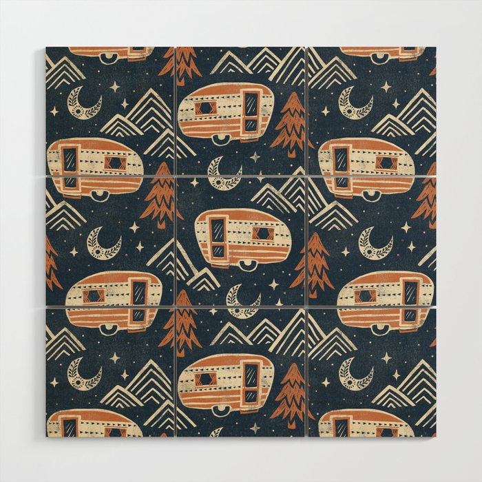Little Camper - midnight and copper  Wood Wall Art Gallery Image 1
