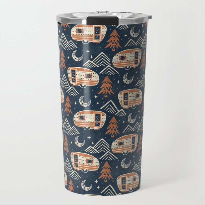 Little Camper - midnight and copper  Travel Mug Gallery Image 1