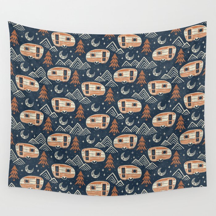 Little Camper - midnight and copper  Wall Tapestry Gallery Image 4