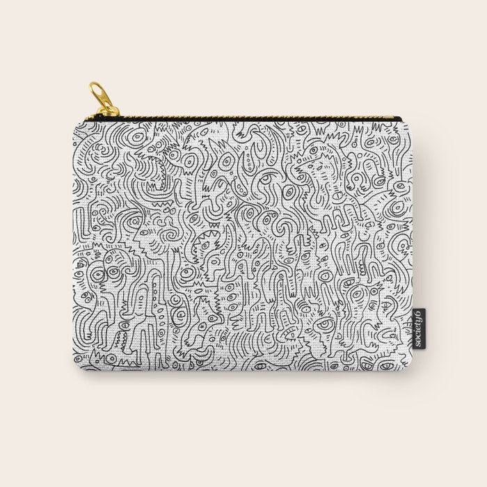 Graffiti Black and White Pattern Doodle Hand Designed Scan Carry All Pouch Gallery Image 1