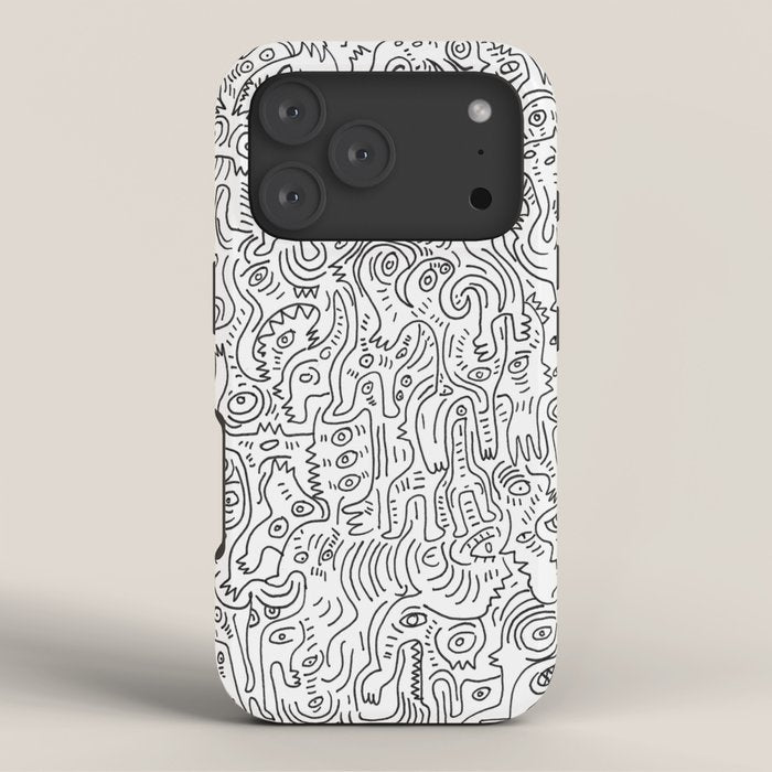 Graffiti Black and White Pattern Doodle Hand Designed Scan iPhone Case Gallery Image 3