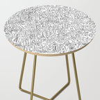 Graffiti Black and White Pattern Doodle Hand Designed Scan Side Table Gallery Image 2