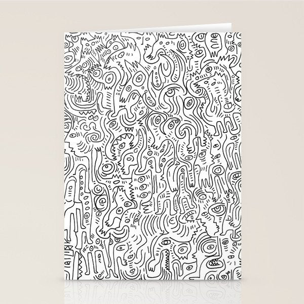 Graffiti Black and White Pattern Doodle Hand Designed Scan Stationery Card Gallery Image 2