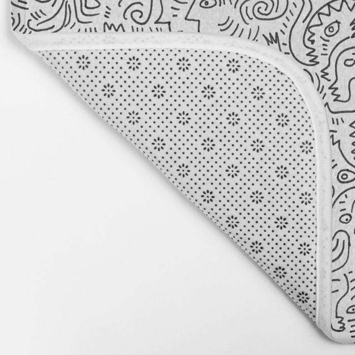 Graffiti Black and White Pattern Doodle Hand Designed Scan Bath Mat Gallery Image 2