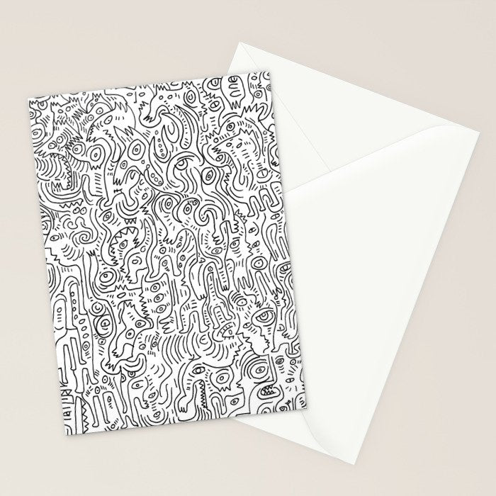 Graffiti Black and White Pattern Doodle Hand Designed Scan Stationery Card Gallery Image 2