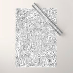 Graffiti Black and White Pattern Doodle Hand Designed Scan Wrapping Paper Gallery Image 1