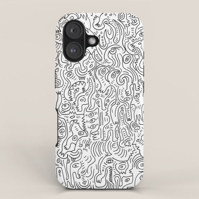 Graffiti Black and White Pattern Doodle Hand Designed Scan iPhone Case Gallery Image 1