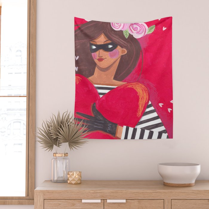Portrait woman you stole my heart Wall Tapestry Gallery Image 2