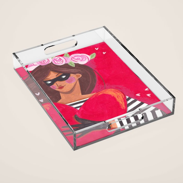 Portrait woman you stole my heart Acrylic Tray Gallery Image 1