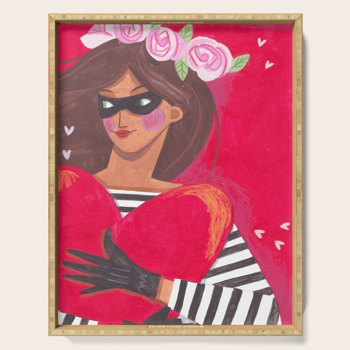 Portrait woman you stole my heart Serving Tray Gallery Image 1
