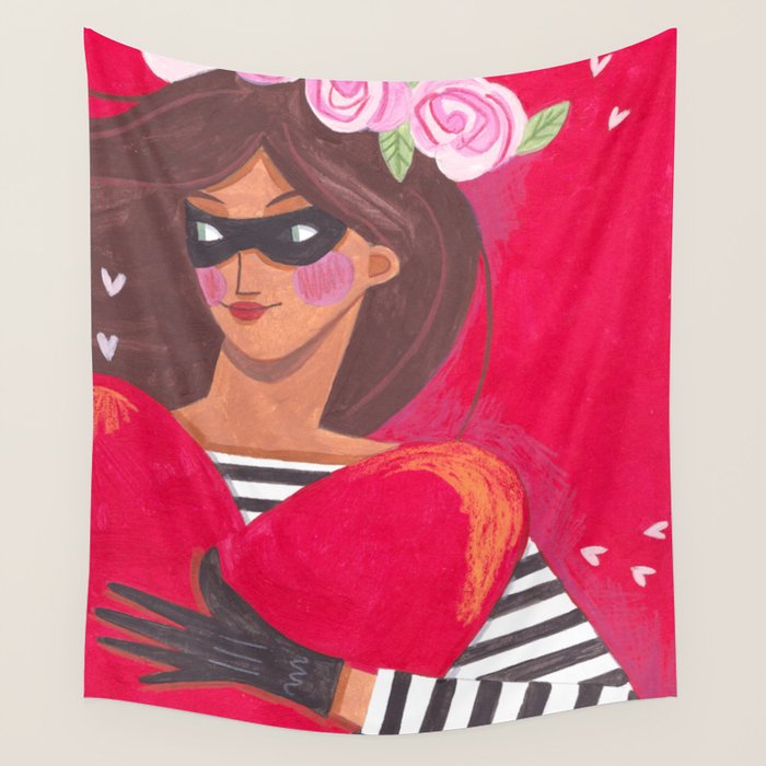 Portrait woman you stole my heart Wall Tapestry Gallery Image 4