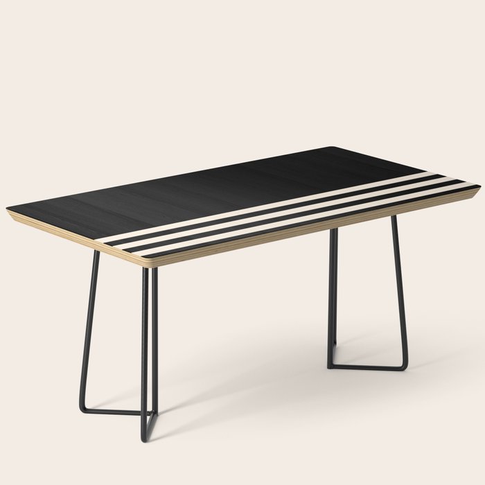 Thin Cuff Stripes Minimalist Pattern in Black and Almond Cream Coffee Table Gallery Image 1