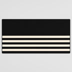 Thin Cuff Stripes Minimalist Pattern in Black and Almond Cream Desk Mat Gallery Image 3