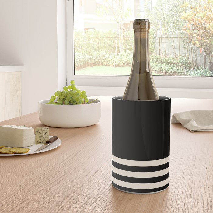 Thin Cuff Stripes Minimalist Pattern in Black and Almond Cream Wine Chiller Gallery Image 4