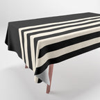 Thin Cuff Stripes Minimalist Pattern in Black and Almond Cream Tablecloth Gallery Image 1
