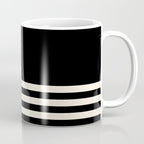 Thin Cuff Stripes Minimalist Pattern in Black and Almond Cream Coffee Mug Gallery Image 1